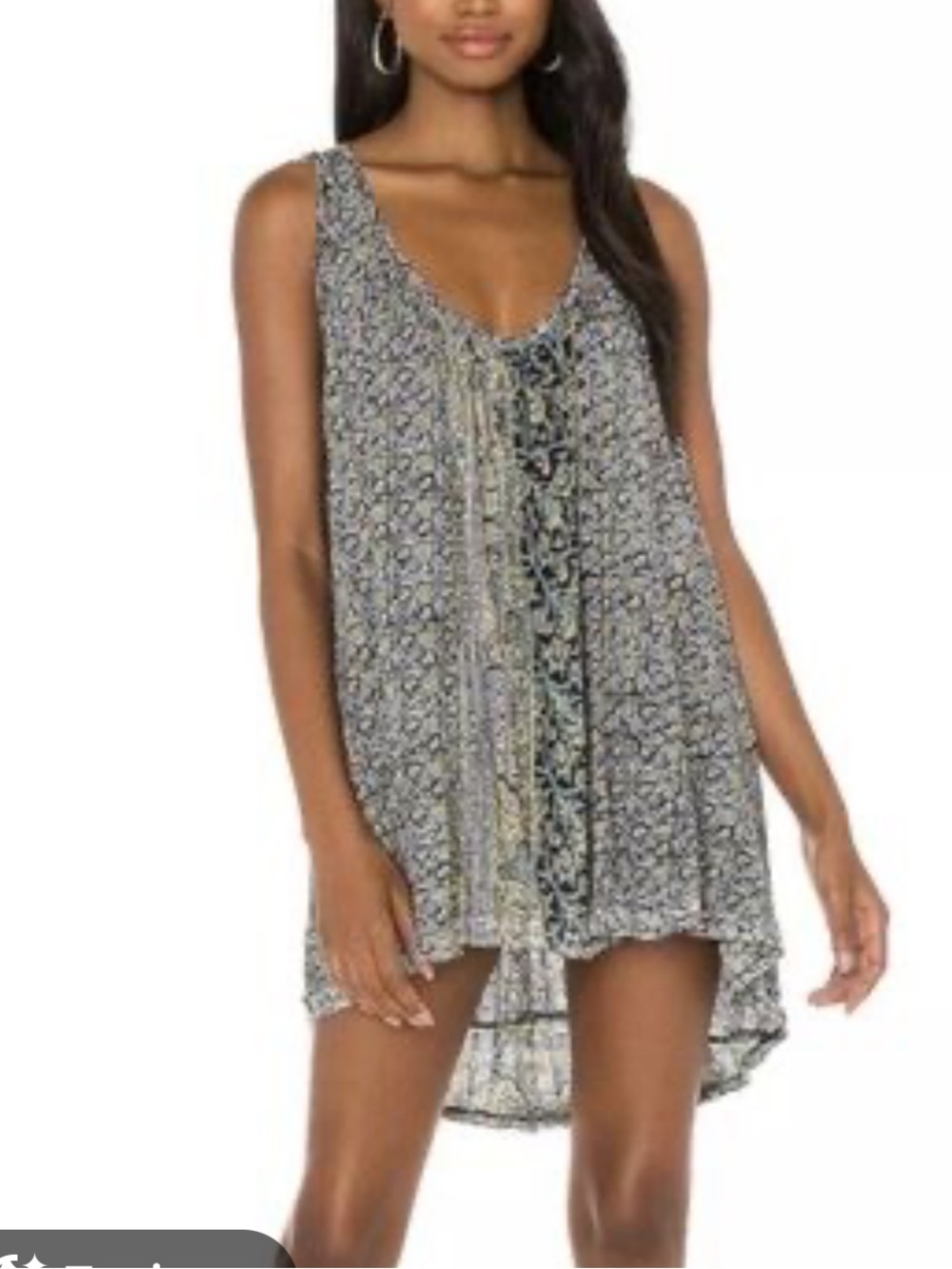 Free People mess around oversized Floral Scoop Neck Tank Top - Black & Yellow
